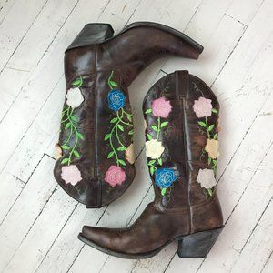 JUSTIN Women's 8 Leather Floral Boots